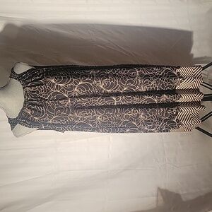 Lane Bryant Sleeveless Brown & Beige Floral Dress, Size: 22/24